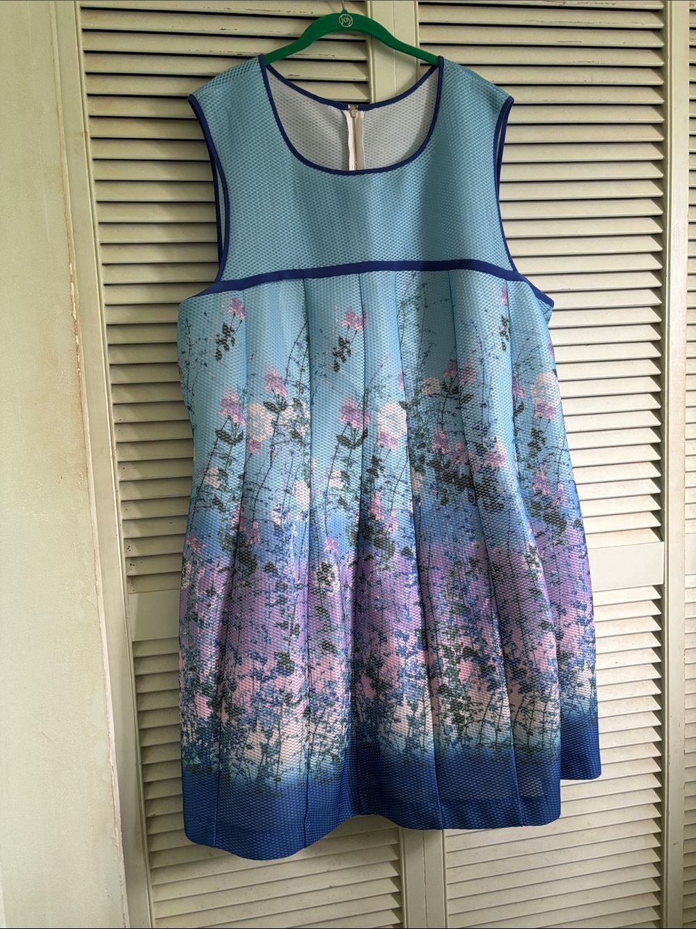 Gabby Skye Blue, Pink and Purple Floral Pleated Dress 24W